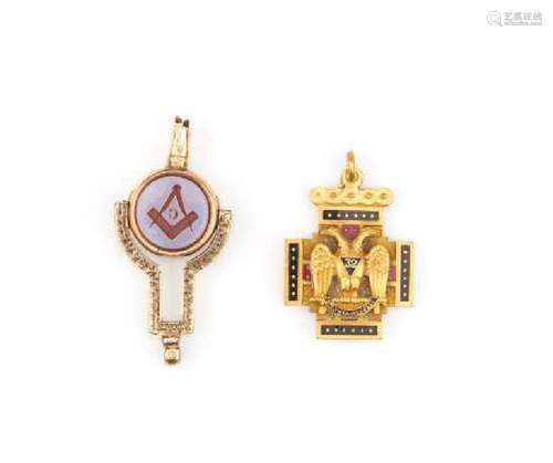 TWO GOLD FILLED MASONIC FOBS