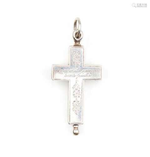 LATE 19TH C CANADIAN SILVER RELIQUARY CROSS