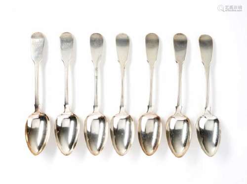 SEVEN 19TH C CANADIAN SILVER TABLESPOONS