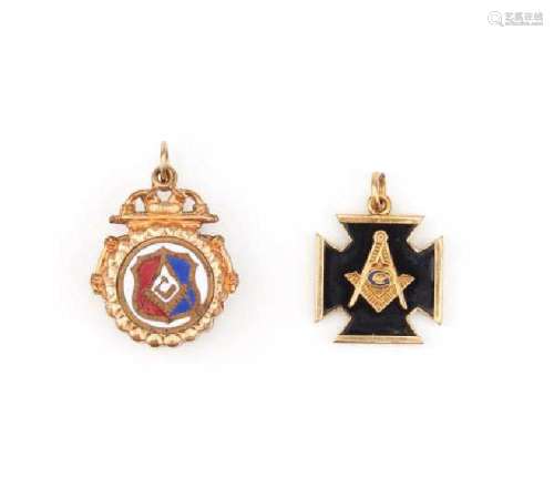 TWO GOLD FILLED MASONIC FOBS