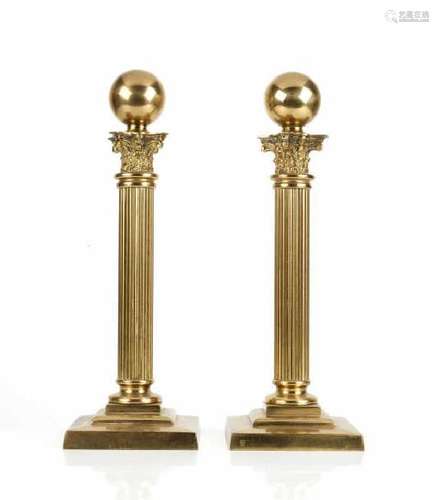 PAIR OF BRASS COLUMNS