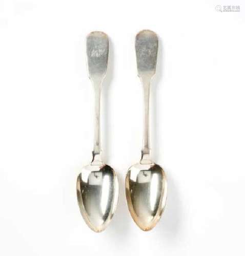 PAIR OF 19TH C CANADIAN TABLESPOONS