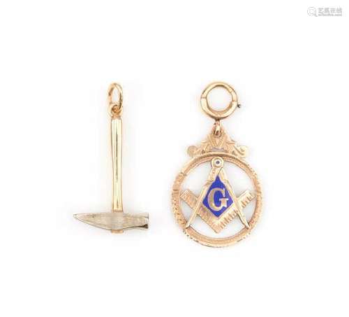 TWO MASONIC GOLD PENDANTS