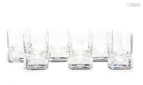 SET OF SEVEN ENGRAVED MASONIC TUMBLERS