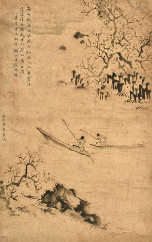 DAI JIN: INK ON PAPER PAINTING 'RIVER SCENERY'