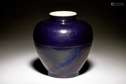 BLUE AND PURPLE GLAZED JAR