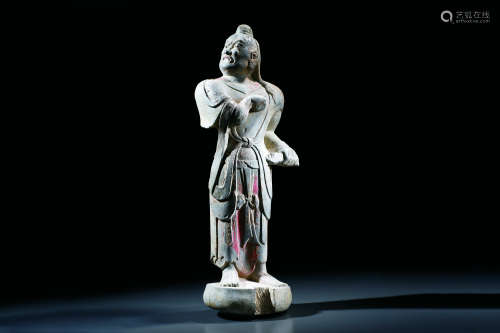 STONE CARVED 'GUARDIAN' STANDING FIGURE
