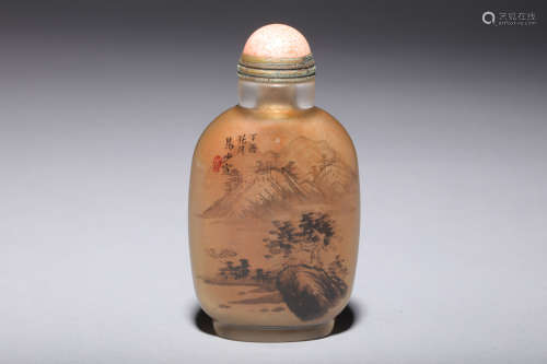 INSIDE PAINTED GLASS SNUFF BOTTLE BY MA SHAOXUAN