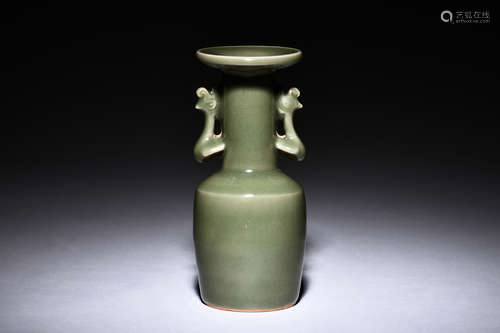 LONGQUAN WARE PHOENIX HANDLE VASE