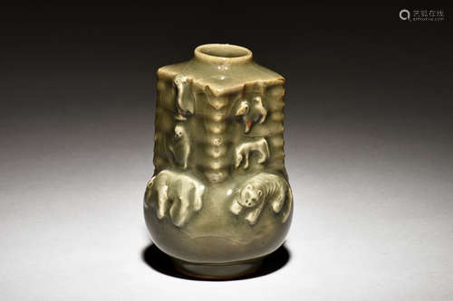 LONGQUAN WARE 'ZODIAC' CONG VASE