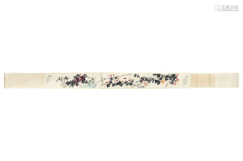 TANG YUN AND WANG XUETAO: INK AND COLOR ON PAPER HANDSCROLL
