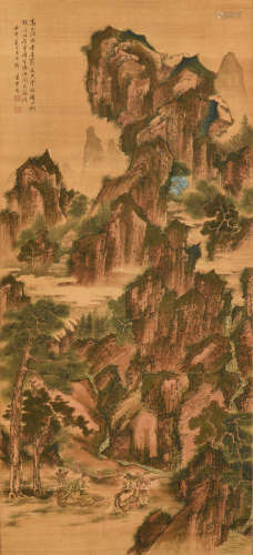 XIAO YUNTU: INK AND COLOR ON SILK PAINTING 'MOUNTAIN SCENERY'