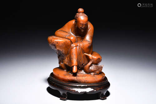 SHOUSHAN SOAPSTONE CARVED WANG XIZHI FIGURE