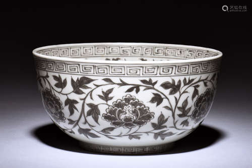 UNDERGLAZED RED 'FLOWERS' BOWL