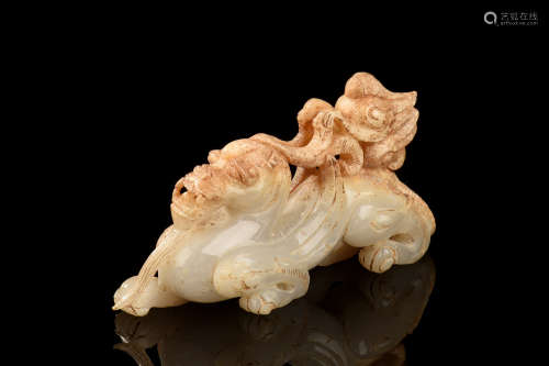 JADE CARVED ‘MYTHICAL DRAGON’ FIGURE