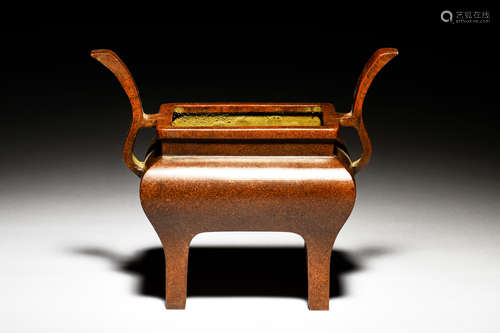 BRONZE CAST CENSER WITH RAISED HANDLES