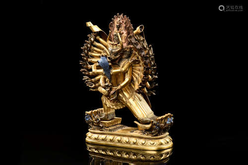 GILT BRONZE CAST BODHISATTVA STANDING FIGURE