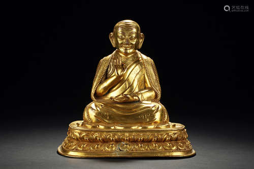 GILT BRONZE SEATED GURU