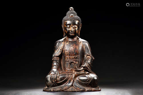 PARCEL GILT BRONZE CAST BODHISATTVA SEATED FIGURE