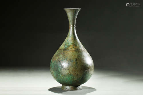 BRONZE CAST BOTTLE VASE