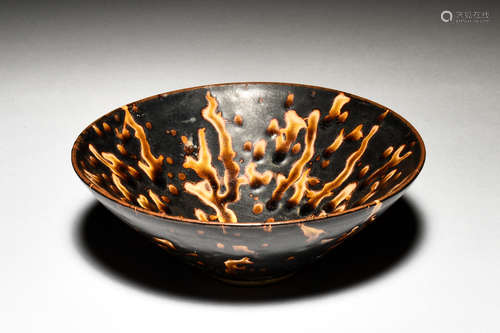 BLACK AND BROWN GLAZED BOWL