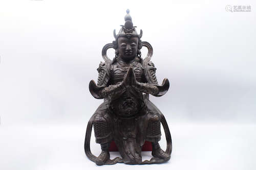 GILT BRONZE CAST 'SKANDA' SEATED FIGURE