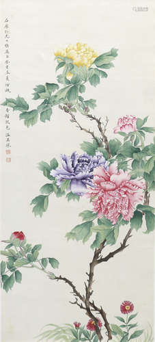 溫其球  花卉 立軸