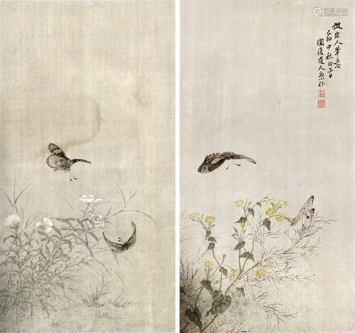 張槃（1812） 花鳥二圖 立軸