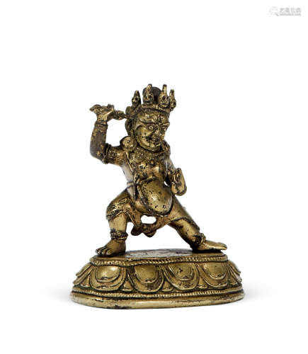 15世纪 金刚手菩萨像 铜鎏金