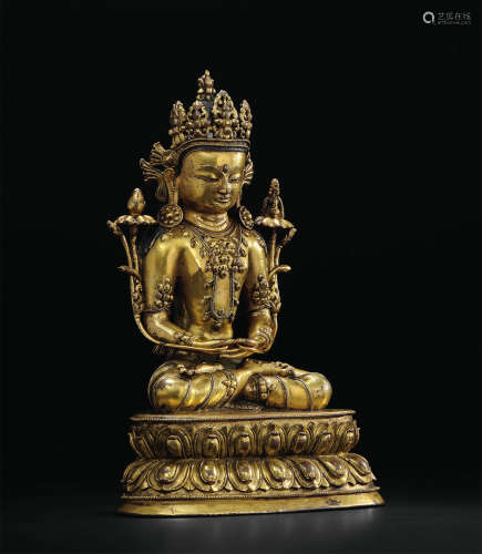 15世纪 弥勒菩萨像 铜鎏金