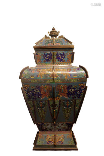 An Archaistic Cloisonné Enamel Vase and cover, Qing Dynasty, 18th Century.