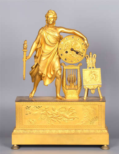 A Figurative Gilt Bronze Mantel Clock by Vishnevsky Bros., Moscow 1890's, marked.