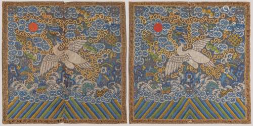 A Civil First Rank Badges with Crane Insignia, China, Qing Dynasty.