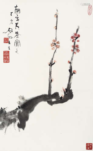 吕凤子（1886～1959） 梅花 镜片 设色纸本