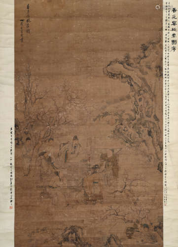 上官周（1665～1749） 春夜宴桃李园 立轴 设色绢本