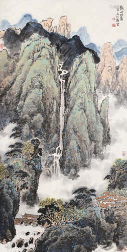 杨启舆（1926～2008） 溪山烟霭 立轴 设色纸本