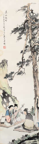 黄羲（1899～1979） 琴箫和鸣 立轴 设色纸本