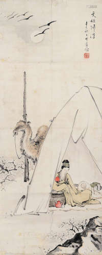 黄羲（1899～1979） 文姬归汉 立轴 设色纸本