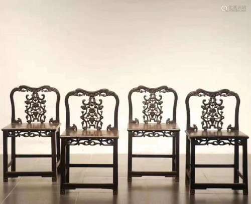 SET OF FOUR WOOD CHAIRS