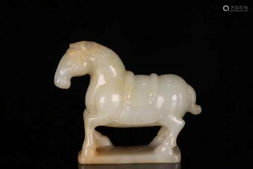 A HETIAN JADE HORSE SHAPED FIGURE