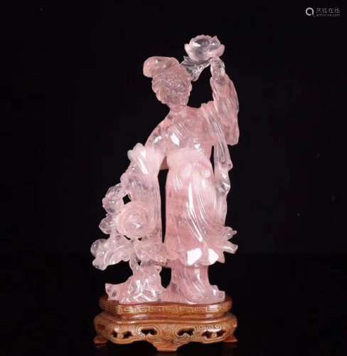 A PINK CRYSTAL LADY FIGURE