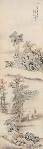 钱杜（1764～1845） 1931年作 秋林月话图 立轴 设色纸本