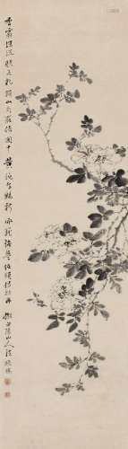 费丹旭（1802～1850） 仿陈白阳花卉 立轴 水墨纸本