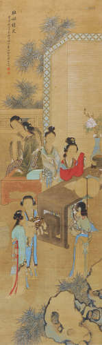 黄山寿（1855～1919） 1914年作 班姬续史图 立轴 设色绢本