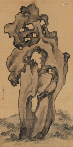 傅山（1607～1684） 奇石图 立轴 水墨绢本