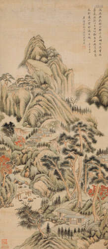 曾懿（1852～？） 1900年作 秋山红树图 立轴 设色绢本