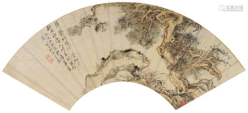 张宗苍（1686～1756） 1749年作 虬松怪石图 镜心 设色纸本