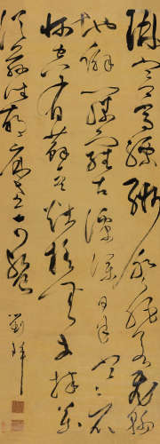 刘铎（1573～1626） 草书佘翔诗 立轴 水墨绫本
