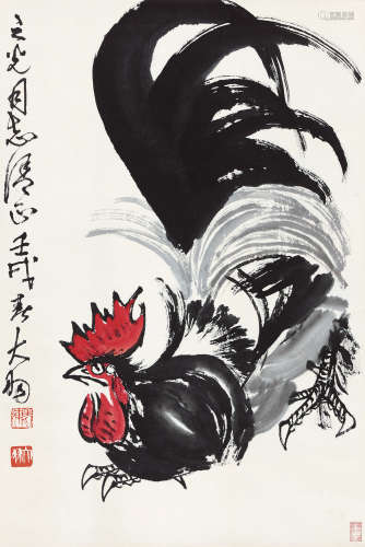 陈大羽（1912～2001） 1982年作 雄鸡 立轴 设色纸本