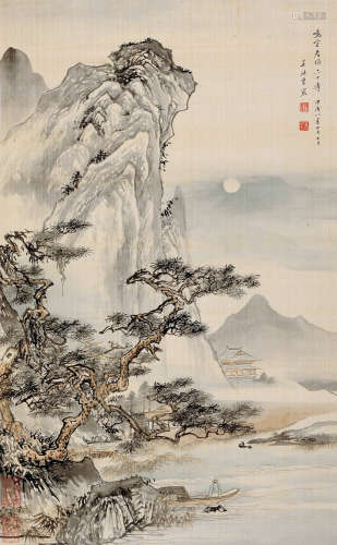 吴镜汀（1904～1972） 1934年作 山高月小 立轴 设色绢本